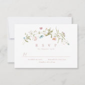 Elegant Dusty Pink Wildblume Rustic Boho Wedding RSVP Karte (Vorderseite)