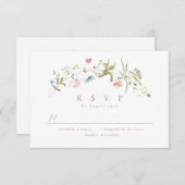 Elegant Dusty Pink Wildblume Rustic Boho Wedding RSVP Karte (Vorne/Hinten)