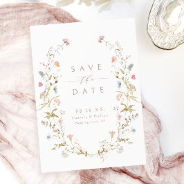 Elegant Dusty Pink Wildblume Rustic Boho Wedding Save The Date