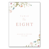 Elegant Dusty Pink Wildblume Rustic Boho Wedding Tischnummer (Vorderseite)