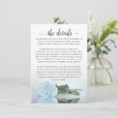 Elegant Dusty Powder Blue Rose Hochzeitdetails Begleitkarte (Stehend Vorderseite)