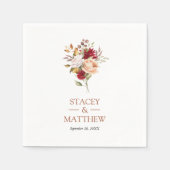 Elegant Dusty Red Pink Rose Floral Wedding Serviette (Vorderseite)