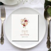 Elegant Dusty Red Pink Rose Floral Wedding Serviette