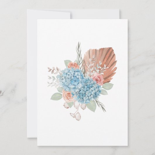 Elegant Dusty Rose Blue Hydrangea Sommerbeerdigung Einladung (Rückseite)