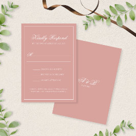 Elegant Dusty Rose Border Monogram Script Wedding RSVP Karte
