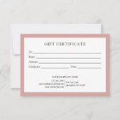 Elegant Dusty Rose Business Gift Certificate Logo (Vorderseite)