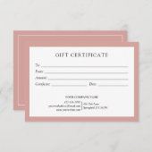 Elegant Dusty Rose Business Gift Certificate Logo (Vorne/Hinten)