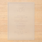 Elegant Dusty Rose Calligraphy Monogram Wedding Acryleinladungen (Vorderseite)