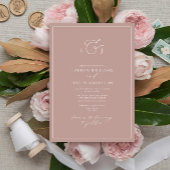 Elegant Dusty Rose Calligraphy Monogram Wedding Einladung