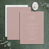 Elegant Dusty Rose Calligraphy Monogram Wedding Einladung