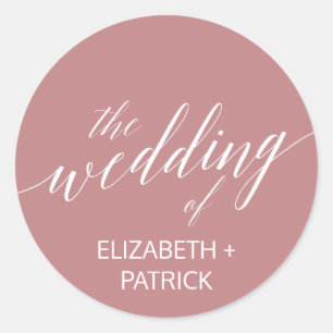 Elegant Dusty Rose Calligraphy Wedding Envelope Runder Aufkleber