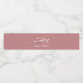 Elegant Dusty Rose Calligraphy Wedding Wasserflaschenetikett (Einzelnes Label)