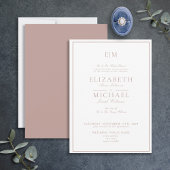 Elegant Dusty Rose Classic Script Monogram Wedding Einladung