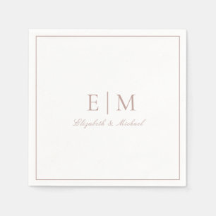 Elegant Dusty Rose Classic Script Monogram Wedding Serviette