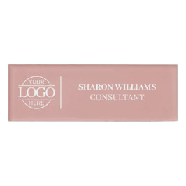 Elegant Dusty Rose Custom Logo Employee Staff Namenschild