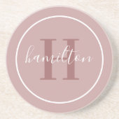 Elegant Dusty Rose Custom Monogram Initial Getränkeuntersetzer (Vorne)