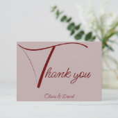 Elegant Dusty Rose Dankeskarte (Stehend Vorderseite)