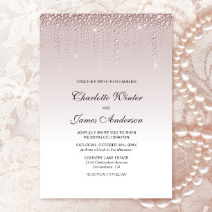 Elegant Dusty Rose Diamonds Wedding Einladung