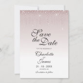 Elegant Dusty Rose Diamonds Wedding Save the Date (Vorderseite)