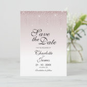 Elegant Dusty Rose Diamonds Wedding Save the Date (Stehend Vorderseite)