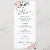 Elegant Dusty Rose Eucalyptus Wedding Menükarte (Vorderseite)