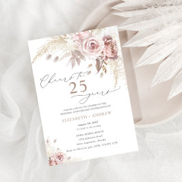 Elegant Dusty Rose Floral 25. Hochzeitstag Einladung