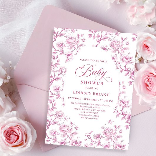 Elegant Dusty Rose Floral Baby Shower Invitation Einladung