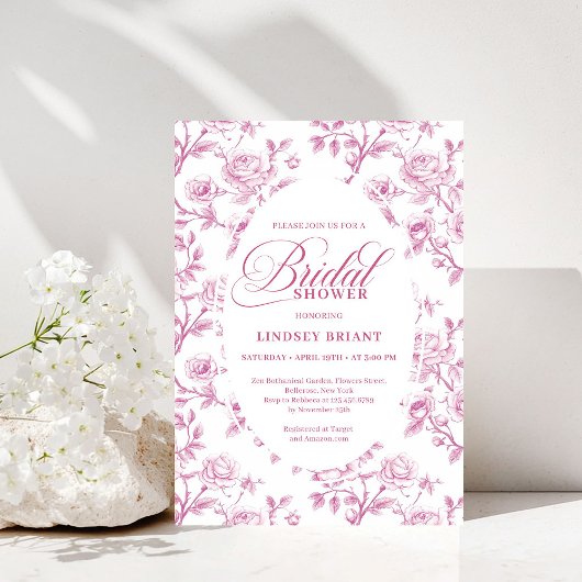 Elegant Dusty Rose Floral Bridal Shower Invitation Einladung
