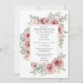 Elegant Dusty Rose Floral Bridesmaids Luncheon Einladung (Vorderseite)