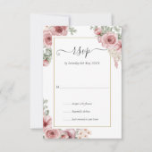 Elegant Dusty Rose Floral Script Wedding RSVP Karte (Vorderseite)