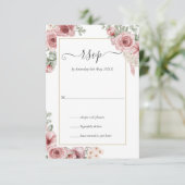 Elegant Dusty Rose Floral Script Wedding RSVP Karte (Stehend Vorderseite)