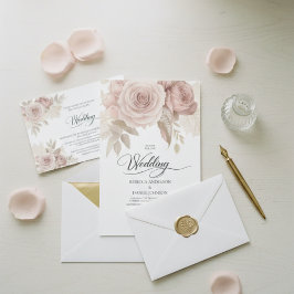 Elegant Dusty Rose Floral Wedding with Greenery Einladung