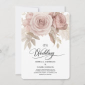Elegant Dusty Rose Floral Wedding with Greenery Einladung (Vorderseite)