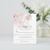 Elegant Dusty Rose Florals Wedding RSVP Einladungspostkarte (Stehend Vorderseite)