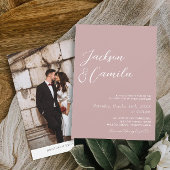 Elegant Dusty Rose Foto Wedding Einladung