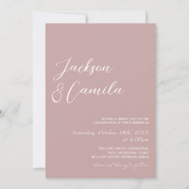 Elegant Dusty Rose Foto Wedding Einladung