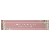Elegant Dusty Rose Gold Green Desk Name Plate Namensplakette (Vorderseite)