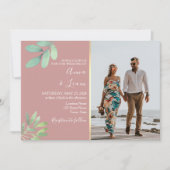 Elegant Dusty Rose Greenerity Wedding Foto Einladung (Vorderseite)