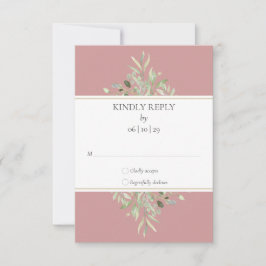Elegant Dusty Rose Greenerity Wedding RSVP Karte