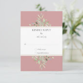 Elegant Dusty Rose Greenerity Wedding RSVP Karte (Stehend Vorderseite)