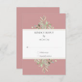 Elegant Dusty Rose Greenerity Wedding RSVP Karte (Vorne/Hinten)