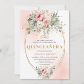 Elegant Dusty Rose Greenery Quinceañera Card Einladung (Vorderseite)