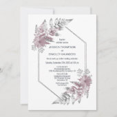 Elegant Dusty Rose Grey Botanical Wedding Einladung (Vorderseite)