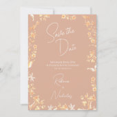 Elegant Dusty Rose Ivory Script Wildflowers Photo Save The Date (Vorderseite)