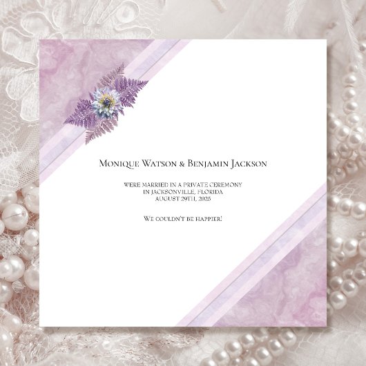 Elegant Dusty Rose Just Married Wedding Ankündigung