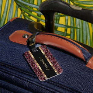 Elegant Dusty Rose Leopard Tierdruck DIY Text Gepäckanhänger