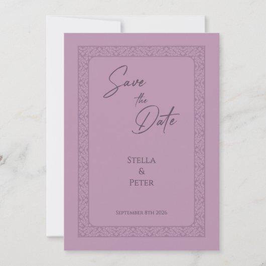Elegant Dusty Rose Mauve Frame Script Save The Date (Vorderseite)