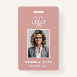 Elegant Dusty Rose Minimalist Employee Photo Ausweis