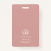 Elegant Dusty Rose Minimalist Employee Photo Ausweis (Rückseite)