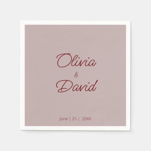 Elegant Dusty Rose Minimalistisch Wedding Serviette (Vorderseite)